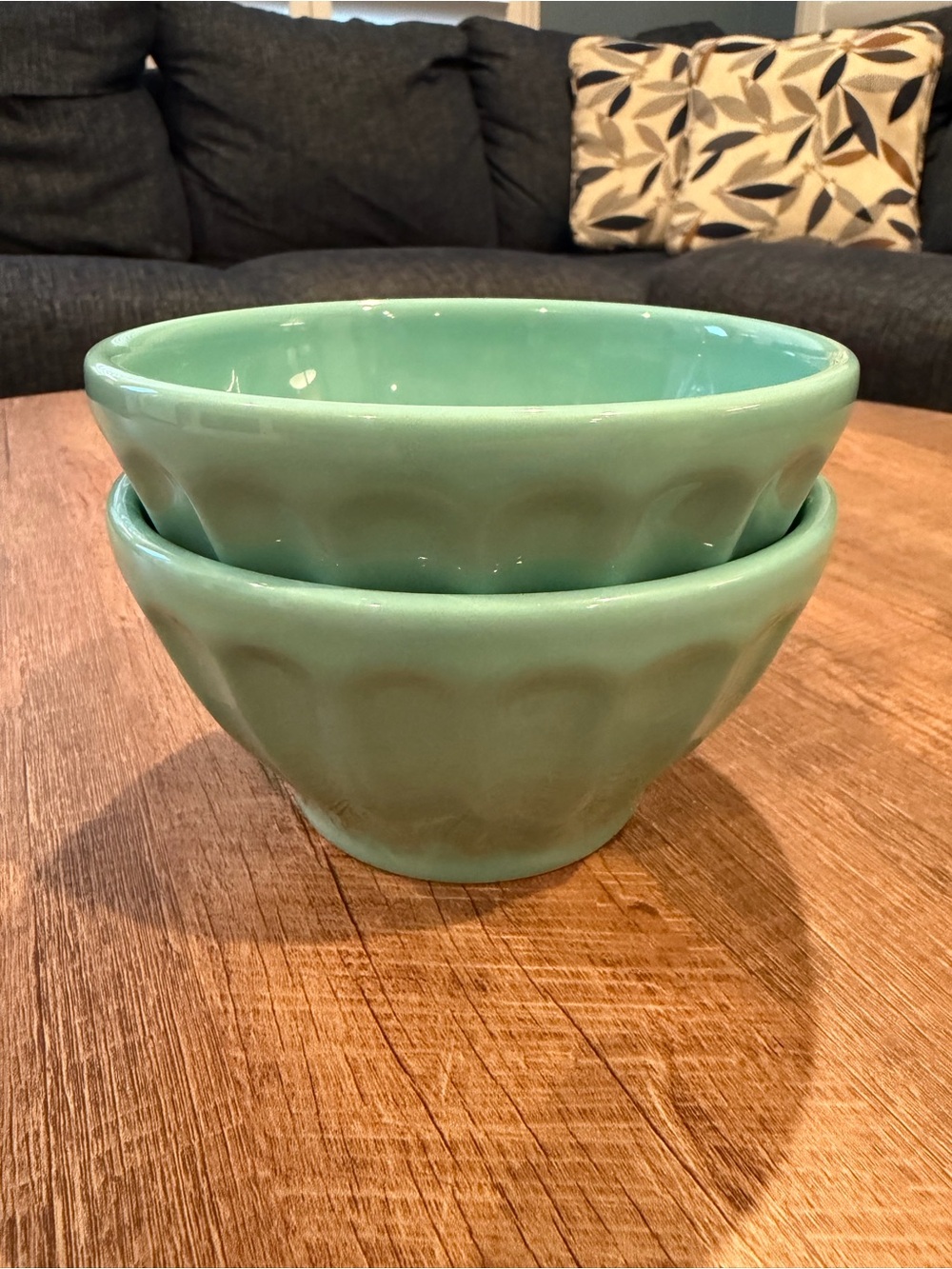 Anthropologie “Biscuit” Latte Bowls  - Teal - Set of 2 - Made in Portugal